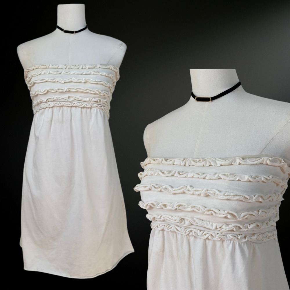Xhilaration Womens‎ Y2K Strapless Babydoll Top Size L Preppy Ruffled Cottagecore
